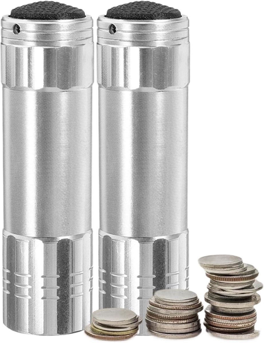 Vermomde Kluis - Geheime Opberger - Veilige Opslag - Zaklamp Vorm - Set van 2 - Zilver