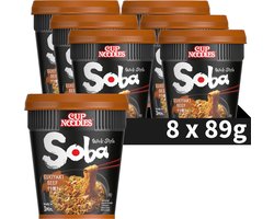 Nissin Soba Cup Noodles - Sukiyaki Beef Wok Style Noedels - Instant Noodles - 8 stuks