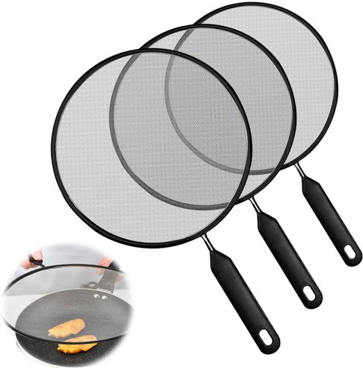 Allecto - Spatbescherming - Roestvrij staal - Voorkomt spatten - 21 cm 25 cm 29 cm