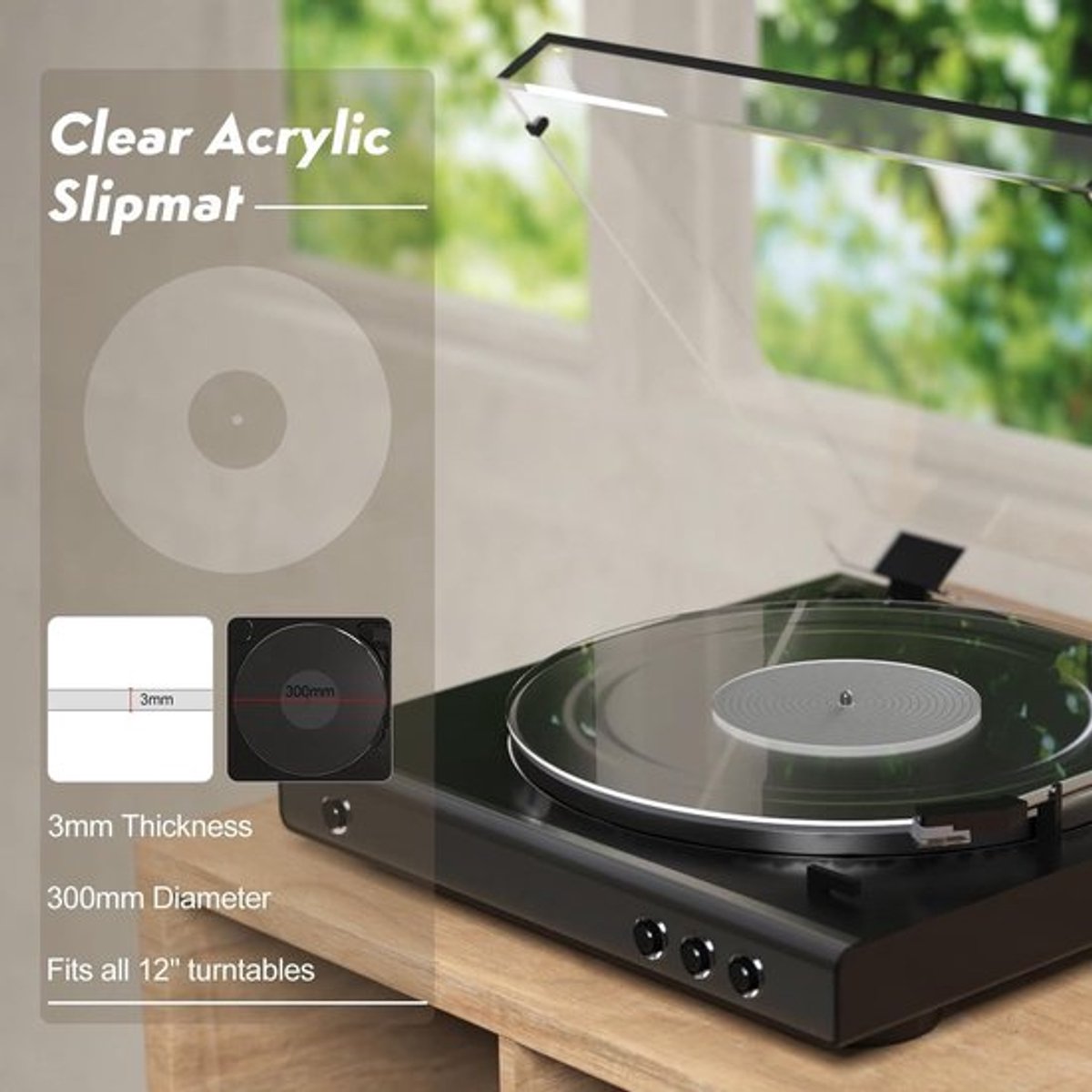 Onf3 - Acryl Draaitafelmat - Antistatische Slipmat - Verbeter Geluidskwaliteit