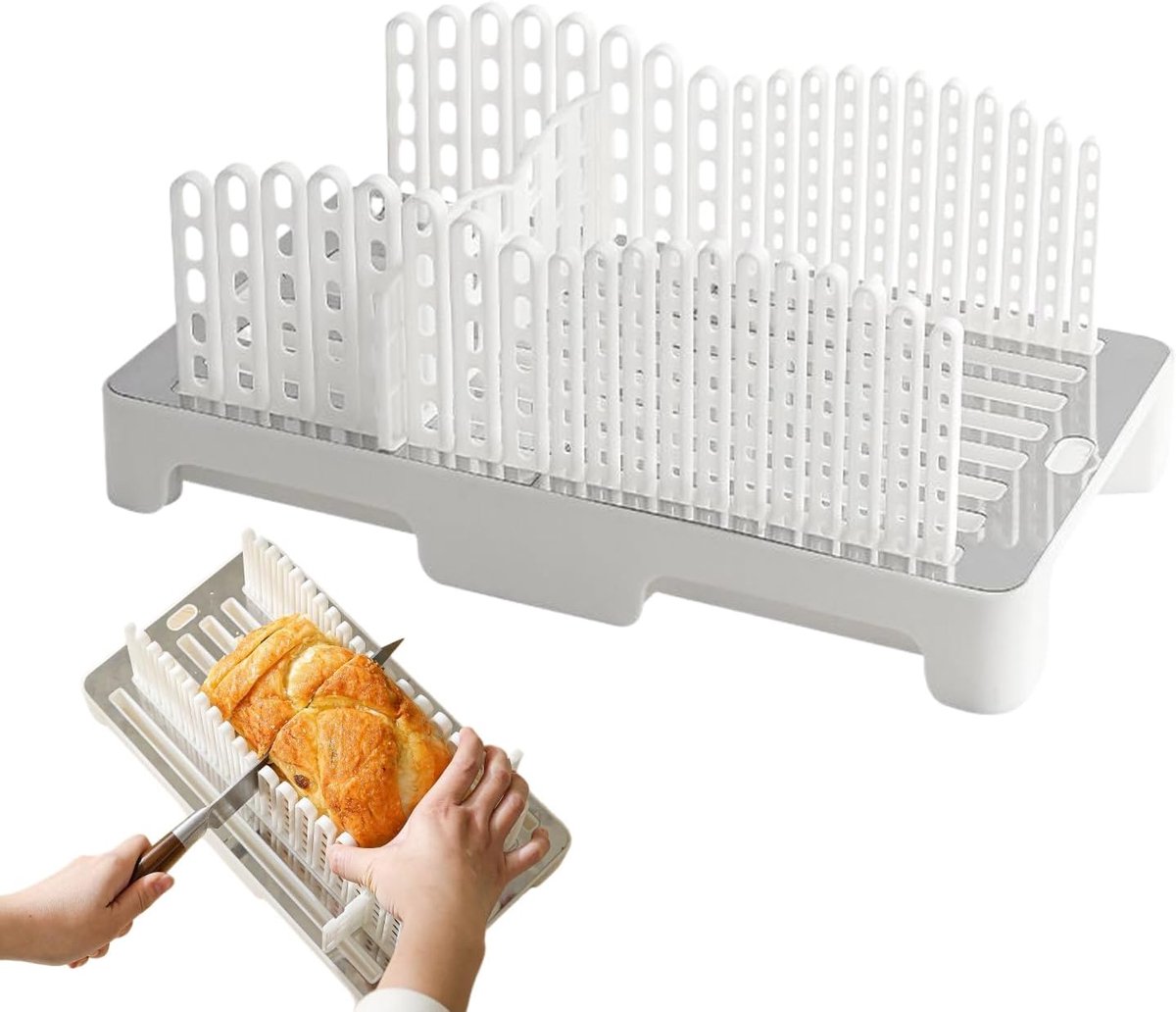 Broodsnijmachine - Broodsnijder Guide - Gelijkmatig Brood Snijden - Opvouwbaar en Verstelbaar - 35 x 20 x 14.5 cm - Wit