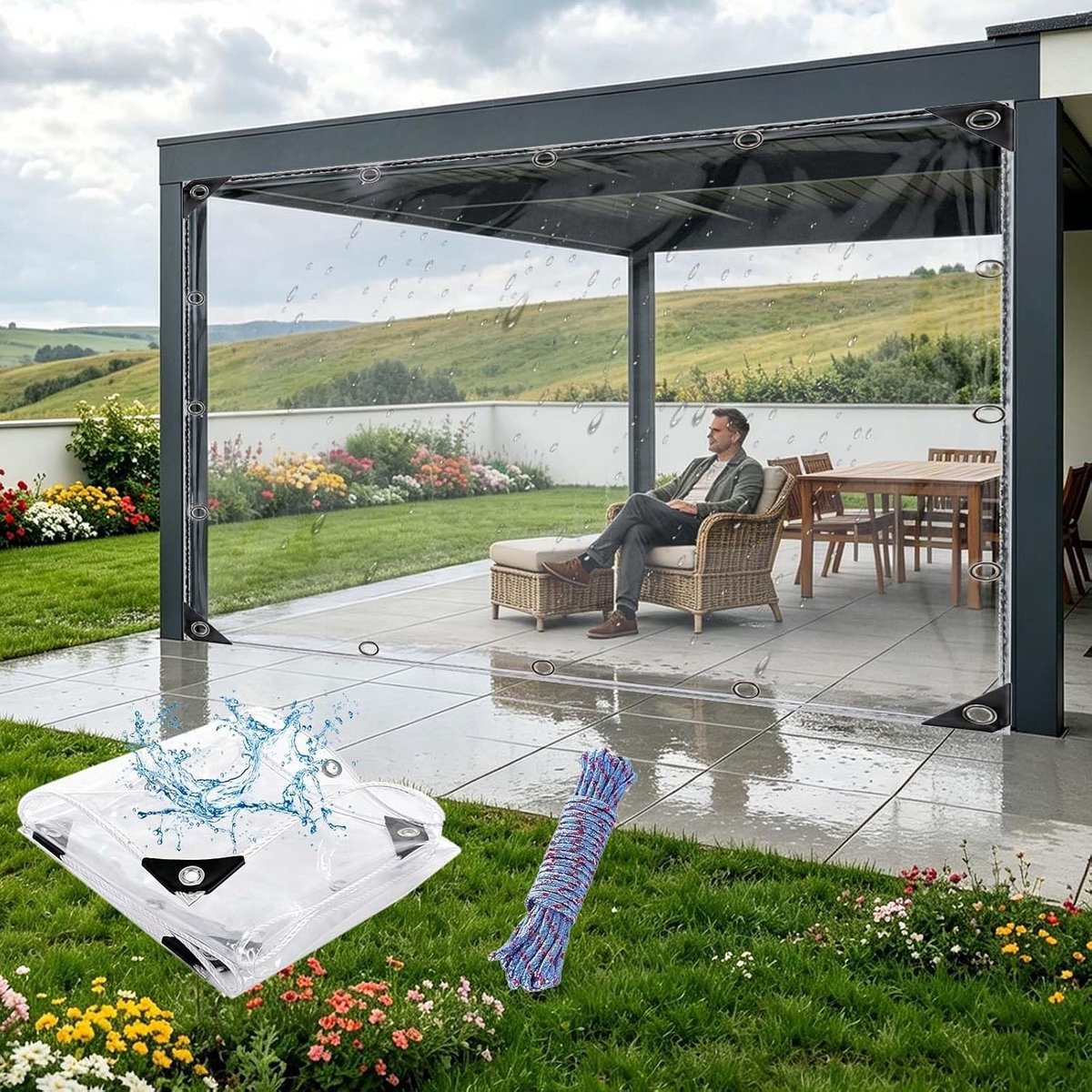 Dekzeil Transparant - Waterdicht PVC - Buitenbescherming - Hitteverzegelde randen - 200 x 225 cm - Transparant