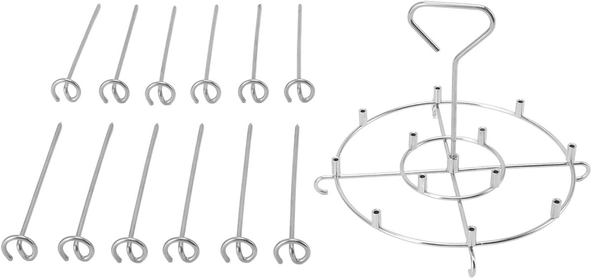 Verticale Spiesstandaard Barbecue Accessoires Koken in Friteuse Voedselveilig Roestvrij Staal 6 Quart Zilver