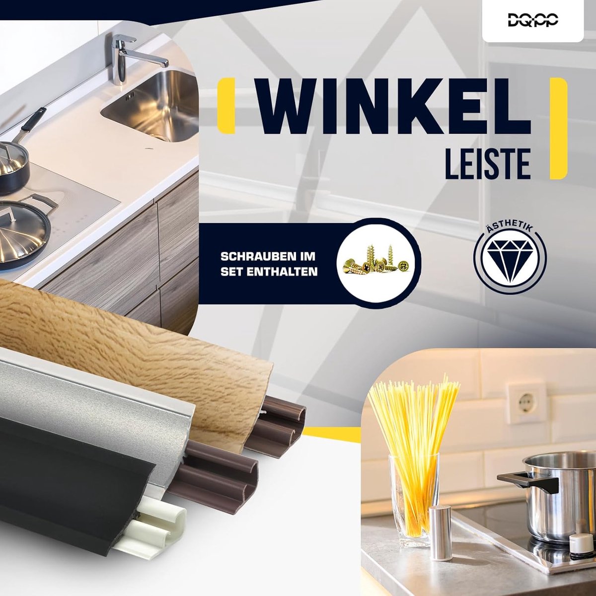 Afdekprofiel Buitenhoek - Keukenstrip Werkblad - Werkblad Afwerken - Vocht Bestendig - 23 x 23 mm - Chroom