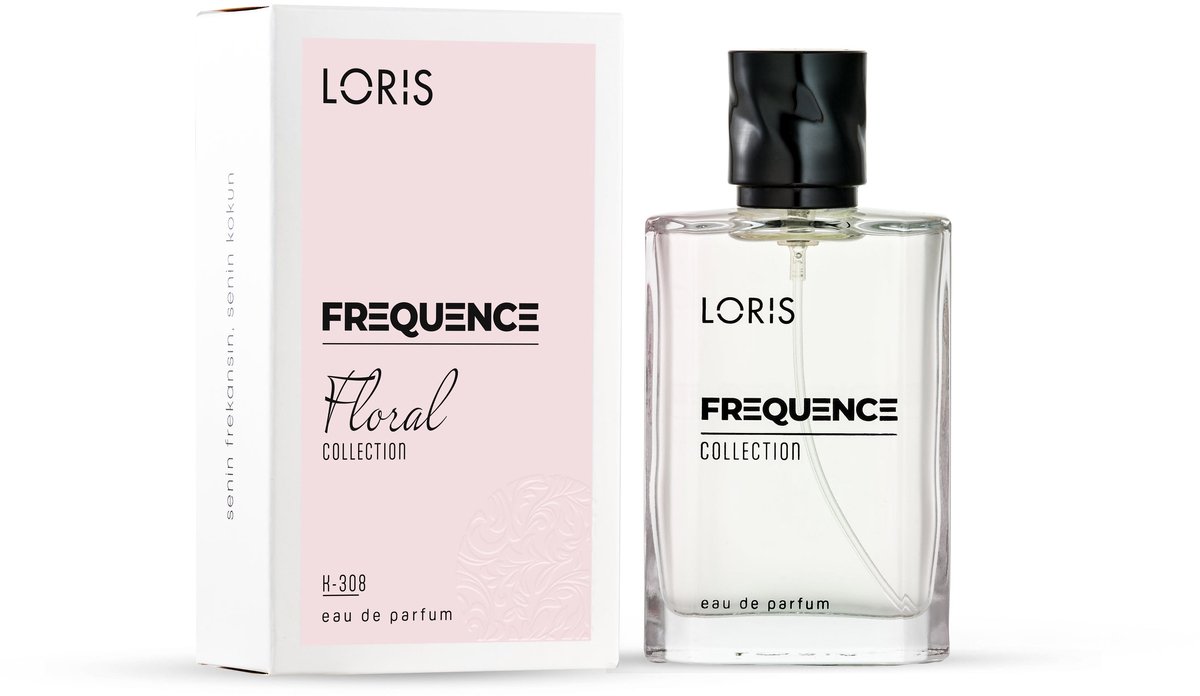 Loris Parfum Frequence Oriental - 308 - Damesparfum - 50ML - Eau de Parfum - Top noten: Zwarte Bes / Roze Peper / Bergamot Midden noten: Jasmijn / Jasmijnthee Basis noten: Vanille / Cashmere / Houterig