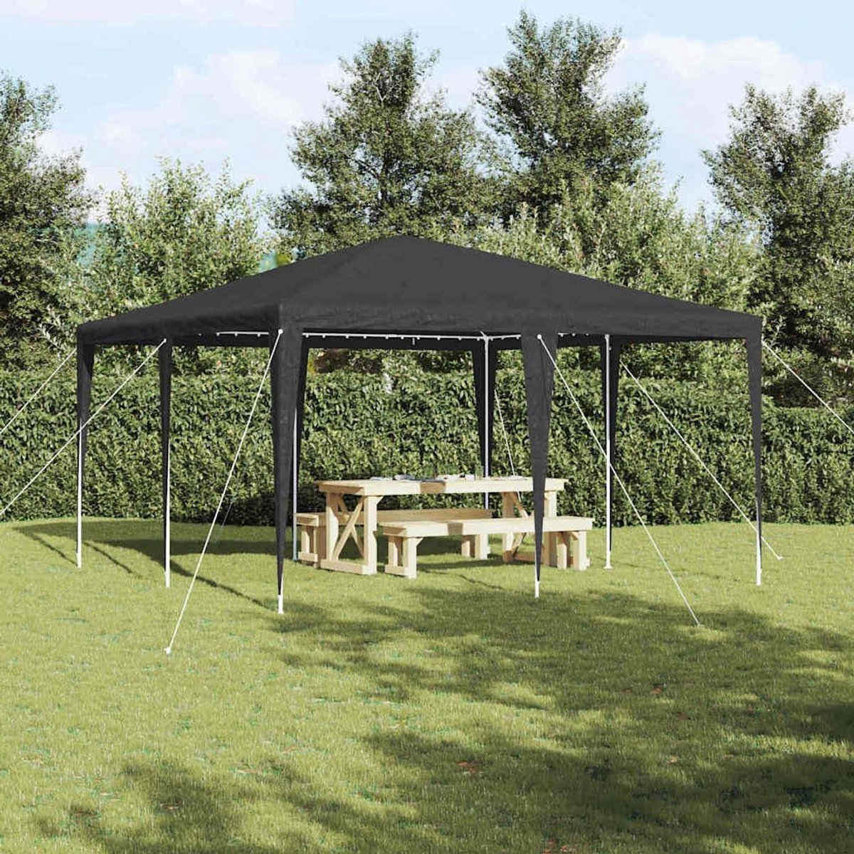 Partytent Rechthoekig - Tuinfeest Tent Evenement Overkapping - Buitenfeesten Organiseren - Waterdicht Polyethyleen - 400 x 400 cm - Antraciet