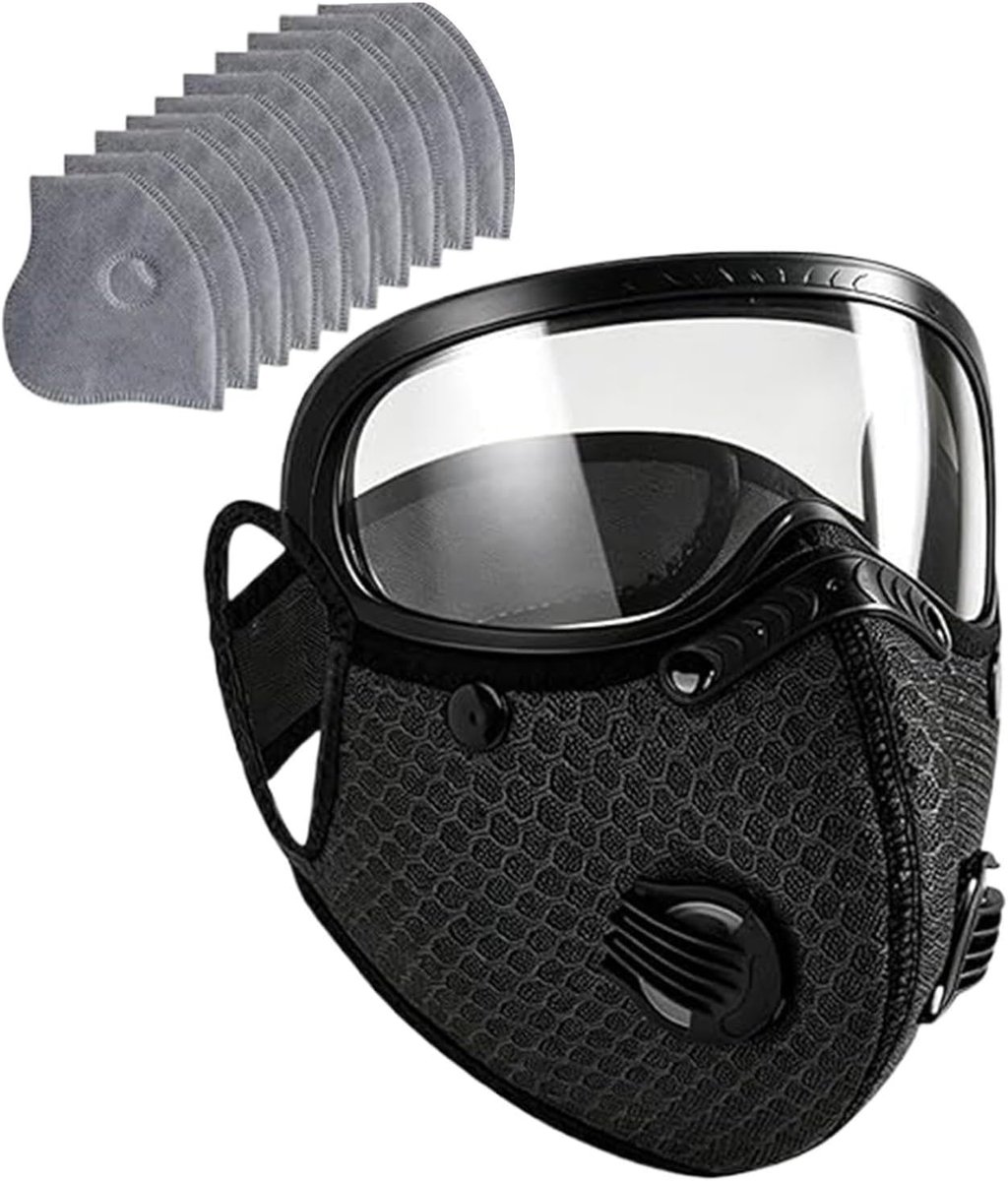Stof Gezichtsbedekking - Herbruikbaar Stofmasker - Bescherming Werk - Verstelbare Elastische Band - 16 x 10 x 3 cm - Zwart