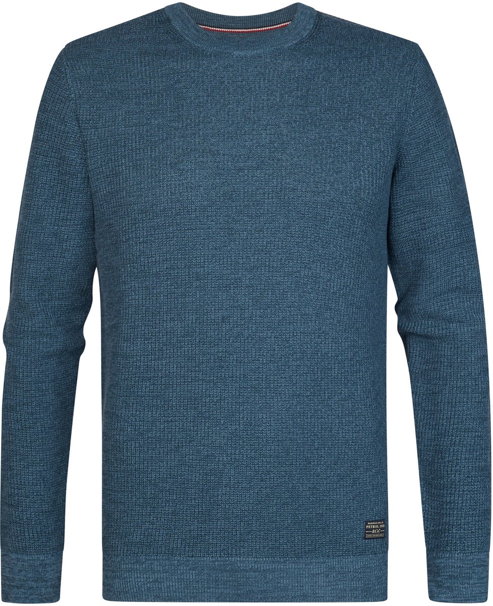 Petrol Industries - Heren Katoenen trui met structuur ironstone - Blauw - Maat S