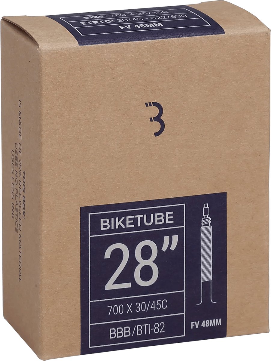 BBB Cycling - Binnenband Stadsfiets 28 Inch - Presta / Frans ventiel 48 mm - Geschikt voor bandenmaat: 30/43-622/630 - Fietsband - BTI-82