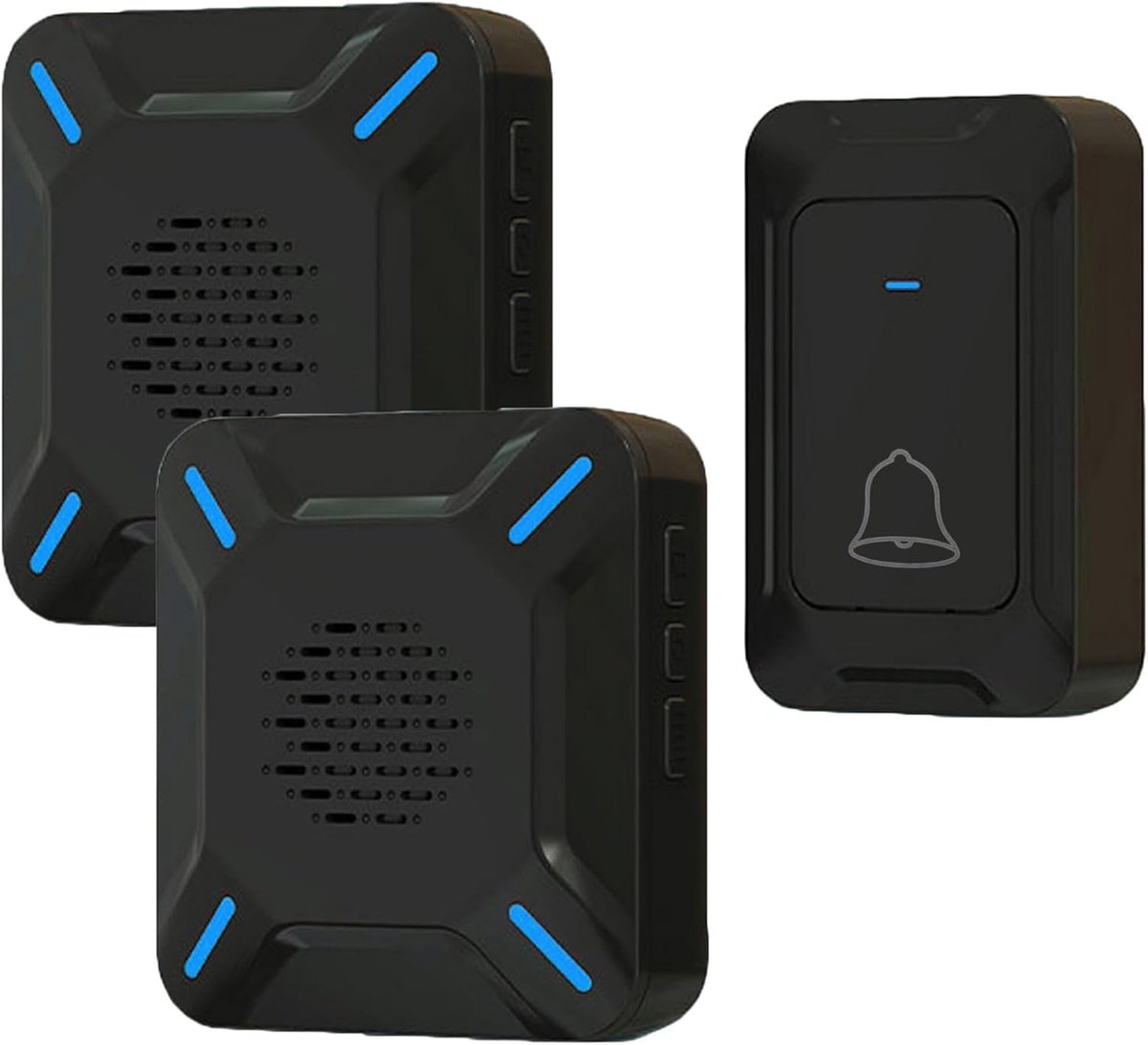 Draadloze Deurbel - Deurbel Kit - Bezoekers Ontvangen - IP68 Waterdicht - 300m Bereik - Zwart