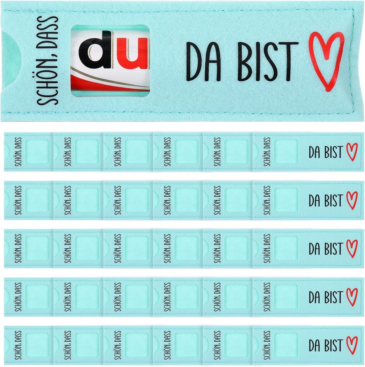 30 Stuks Mooie Geschenkdozen van Vilt voor Chocolade, Compatibel met Duplo voor Bruiloft, Doop en Verjaardag, Zonder Chocolade (Blauwe Stijl)