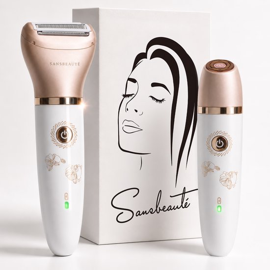 Sansbeauté 2-in-1 Ladyshave Gezicht – Oksels – Benen – Bikinilijn – Scheerapparaat Vrouw