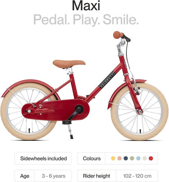 Veloretti Maxi Kinderfiets 16 inch - Rood - Kids 3-6 jaar van Veloretti — afbeelding 3