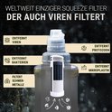 Outdoor waterfilter die virussen, bacteriën, protozoa, microplastics filtert en zware metalen verwijdert.