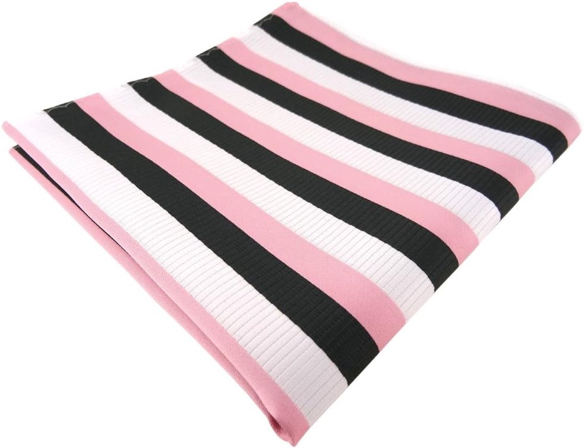 Zakdoek Heren - Pochette Stijlvol - Outfit Completeren - Gestreept Design - 30x30 cm - Roze Antraciet