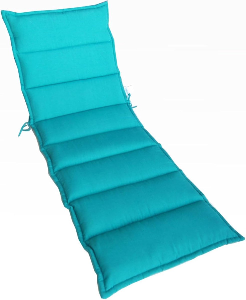Gewatteerd Ligstoelkussen - Waterdicht Zitkussen - Buiten Ontspannen - Schuimrubber Hoge Dichtheid - 180 x 65 cm - Blauw
