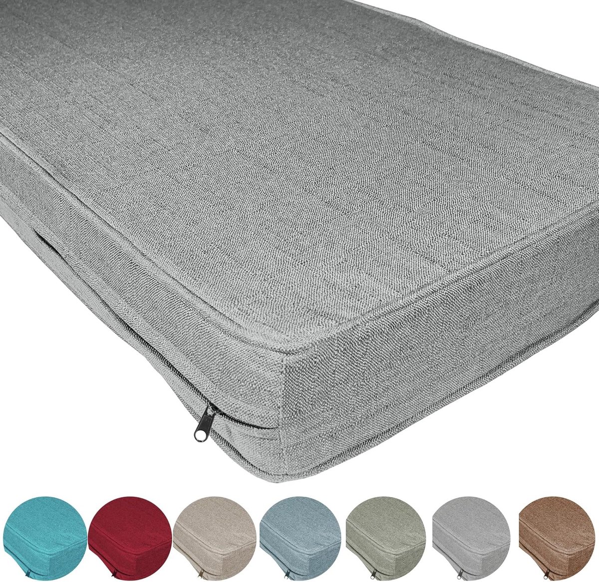 Tuinkussen Standaard - Bankkussen Buiten - Comfortabel Zitten - Medium Hardheid - 75x120x8cm - Lichtgrijs