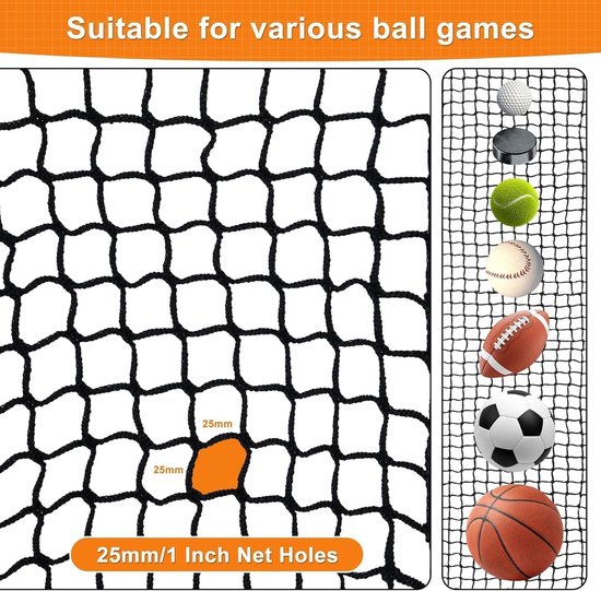 Ballenvangnet - Trainingsnet - Golftraining Oefenen - Extra Robuust Materiaal - 3x5 Meter - Zwart — afbeelding 5