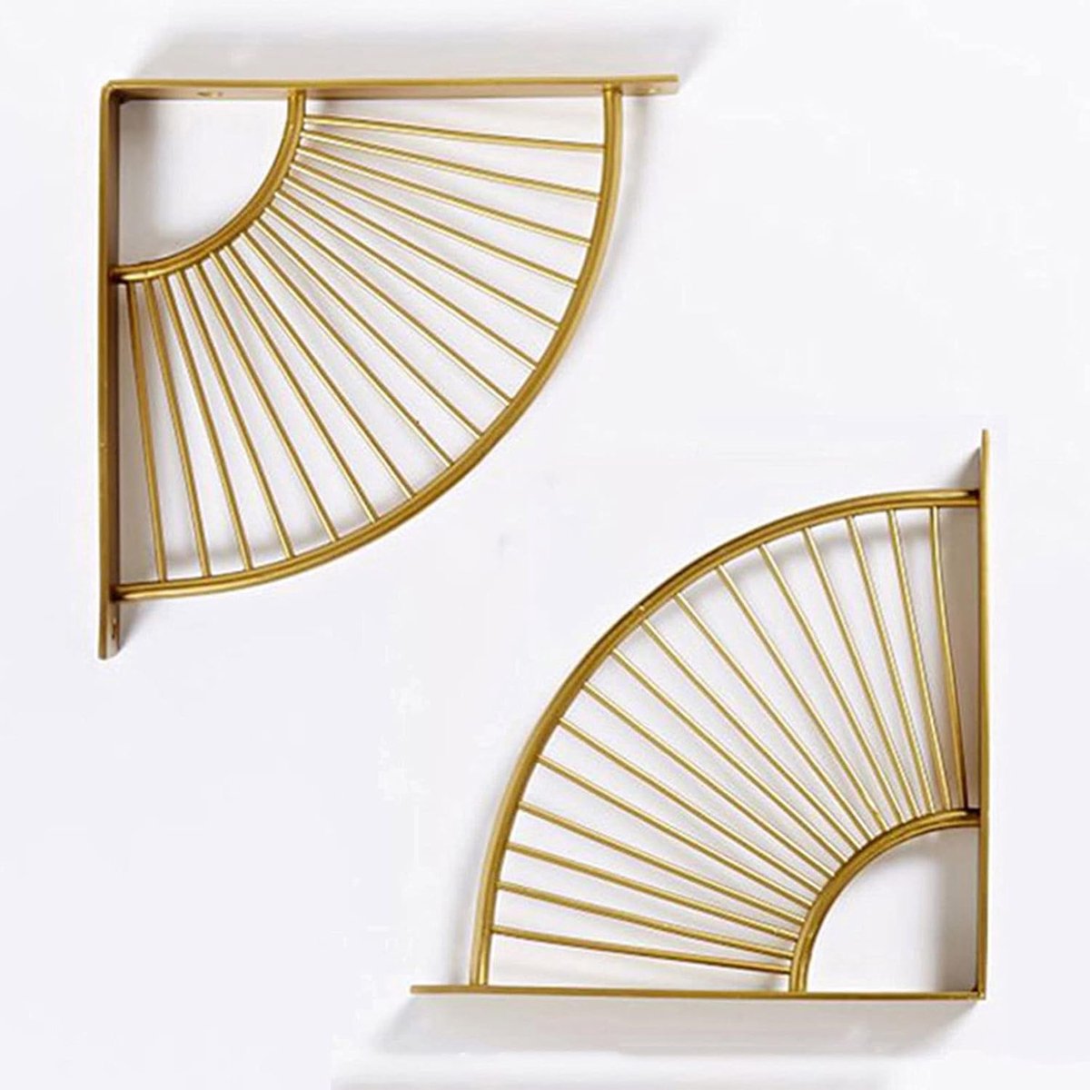 Plankbeugels - Wandsteunen - Ruimte Besparen - Waaiervormig Ontwerp - 15cm - Goud