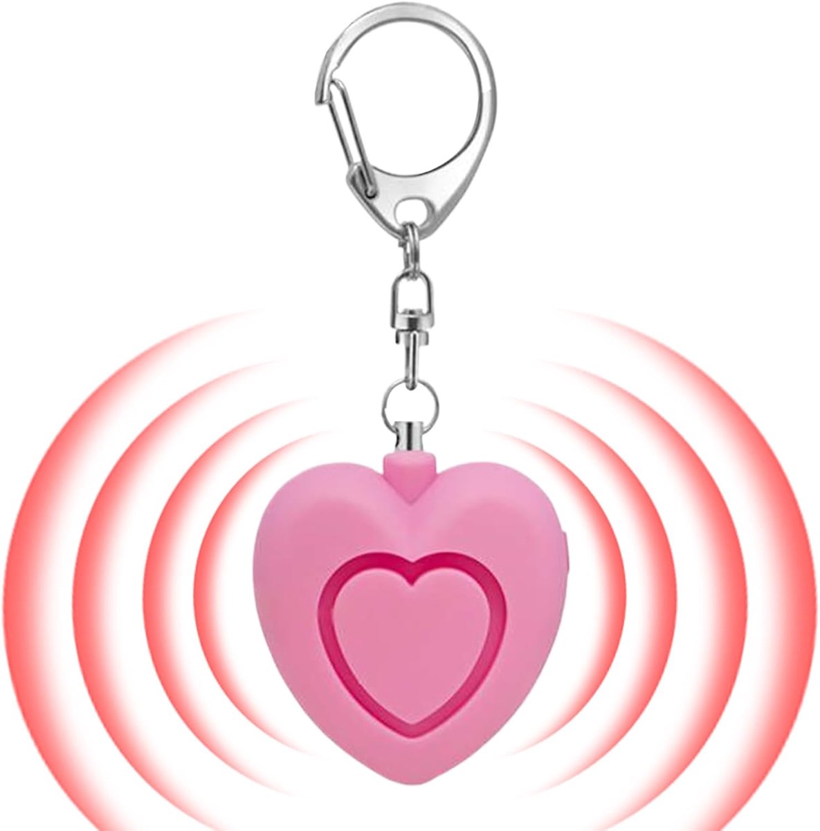 Persoonlijk Alarm - Veiligheidssirene Hart - Persoonlijke Beveiliging - 125dB Geluid Licht - 4x4x2.4 cm - Roze