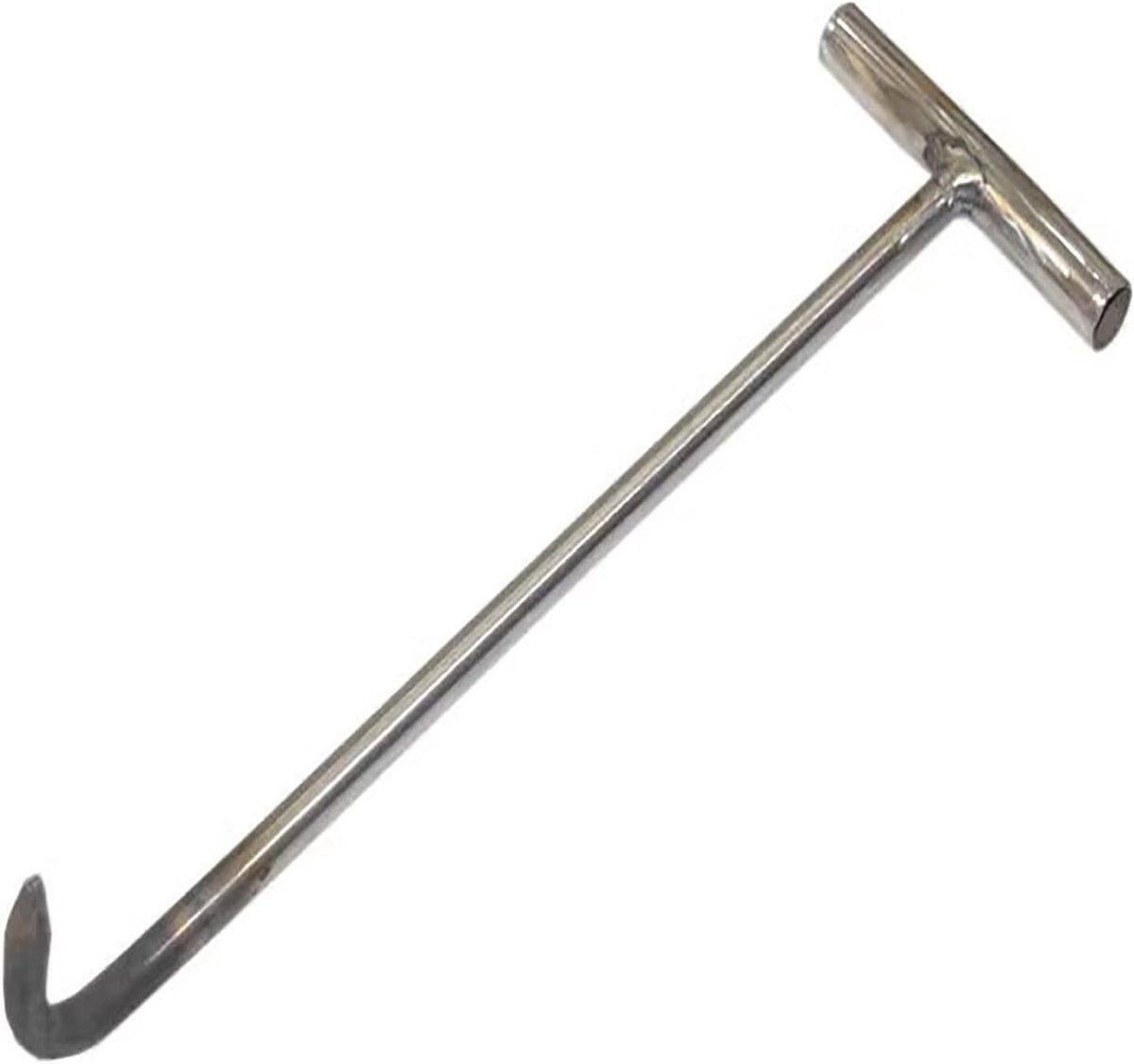 Mangatdeksel Haak - Trekhaak Hefhaak - Putdeksels Openen - Ergonomische T-greep - 68 cm - Zilver