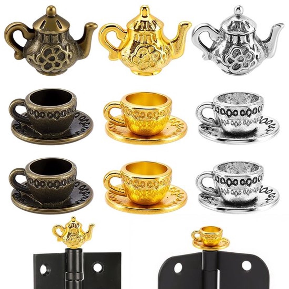 Decoratieve scharnierkoppen - Dailygoods, 3 stuks, vintage kleuren