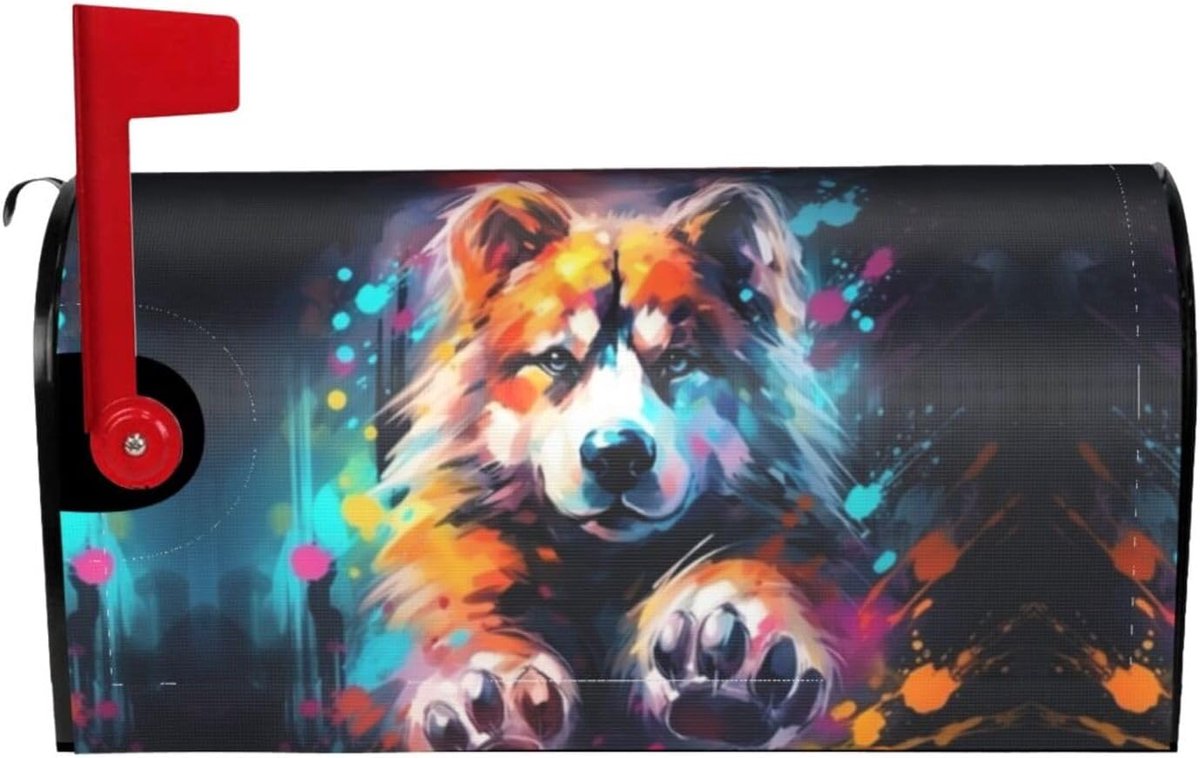 Brievenbus Covers - Hondenpoot Decoratie - Buiten Decoratie - Magnetische Bevestiging - 53 cm x 46 cm - Zwart