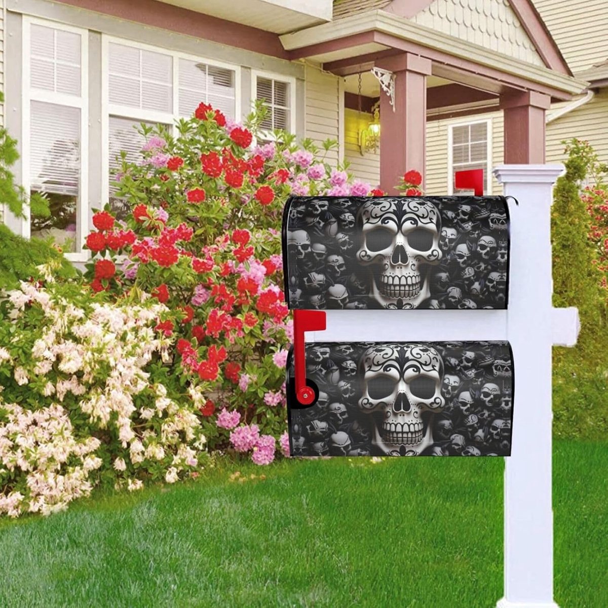Brievenbus Cover - Post Box Wrap - Buiten Decoratie - Magnetische Bevestiging - 53 x 45 cm - Zwart Wit