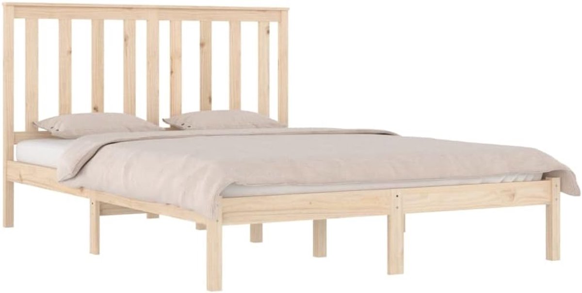 Houten Bedframe - Ledikant - Goede Nachtrust - Massief Grenenhout - 135x190 cm - Naturel