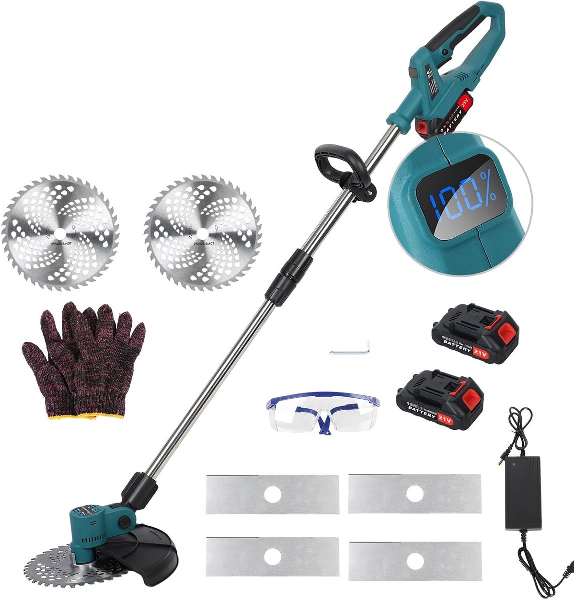 Elektrische Grasmaaier - Draadloze Trimmer - Tuinonderhoud - Borstelloze Motor - 23 cm Snijdiameter - Zwart
