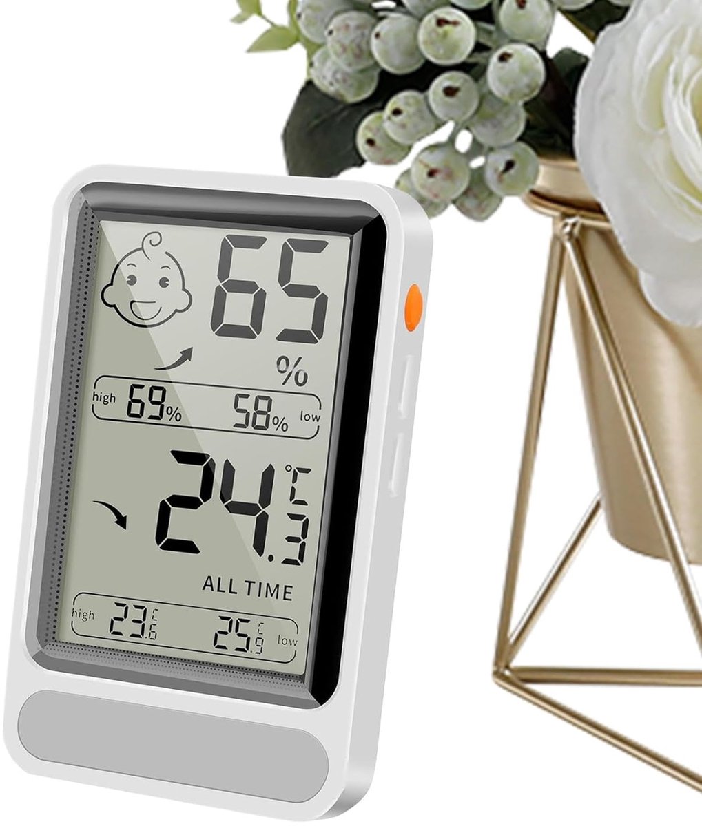 Temperatuur Monitor - Vochtigheid Meter - Binnen Klimaat - Draadloos en Compact - 10 x 6 x 2 cm - Wit