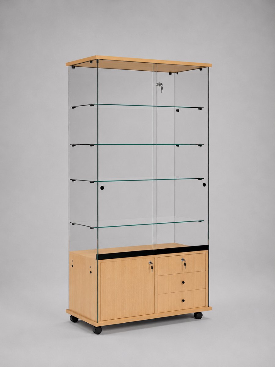 Vitrine Floatline Volglas Elegance 6 met onderkast Beuken