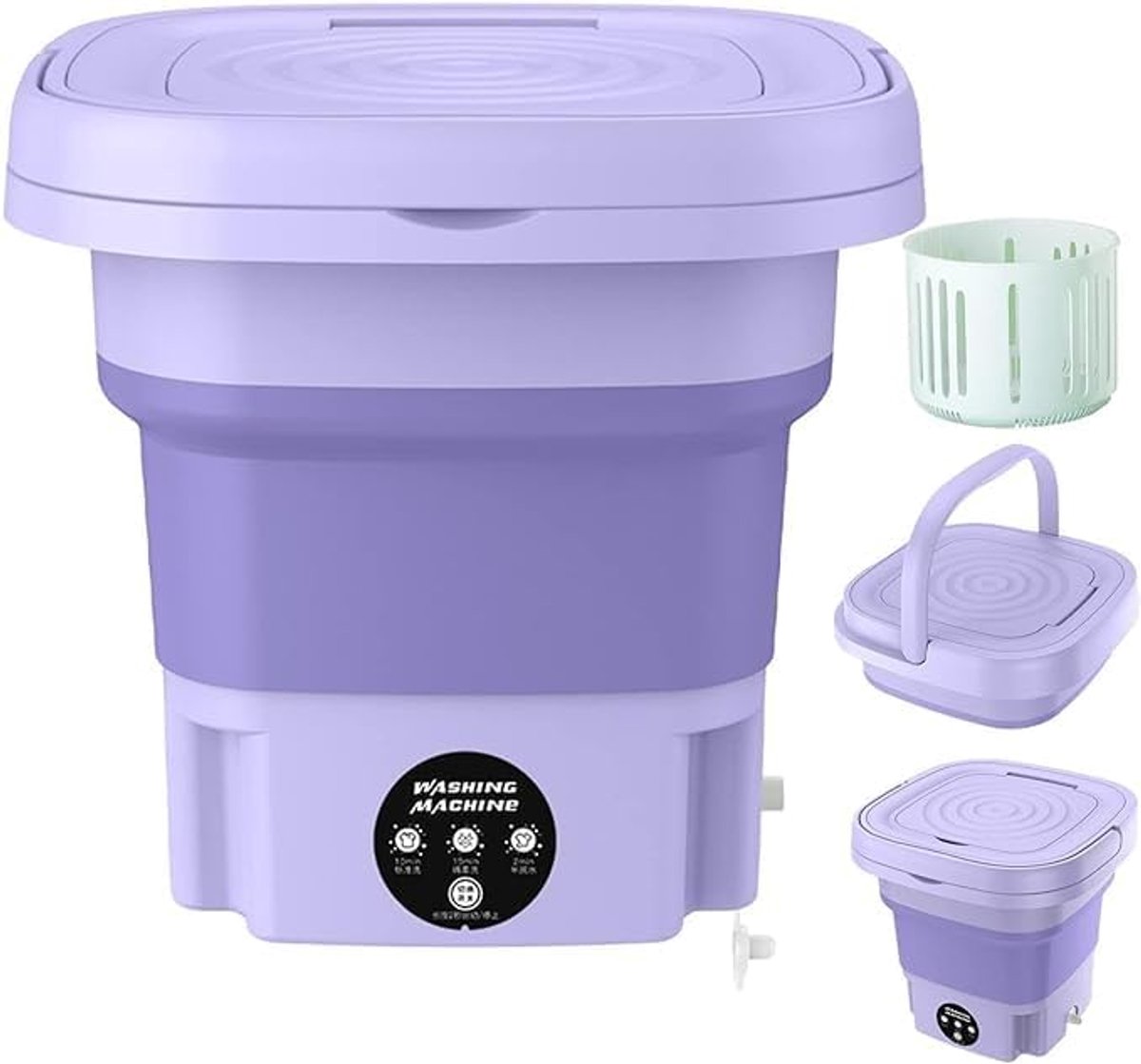 Draagbare Wasmachine Mini Wasmachine Opvouwbaar Kleine Wasjes Draaien Opvouwbaar Ontwerp 8 Liter Paars