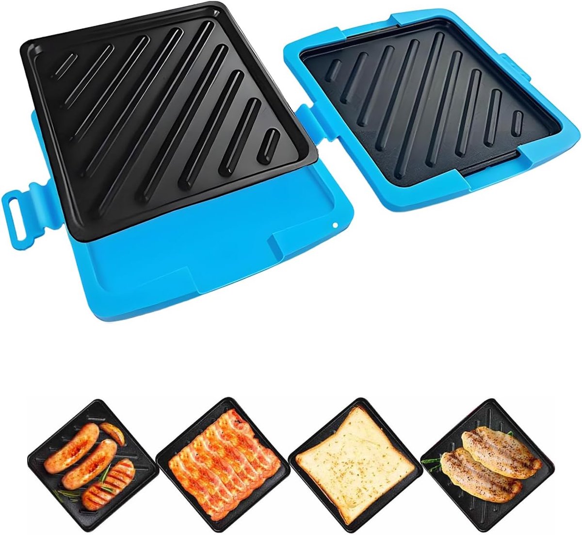 Sandwichmaker - Panini Grill - Snelle Maaltijden - Antiaanbaklaag - 4 x 17 x 4 cm - Blauw