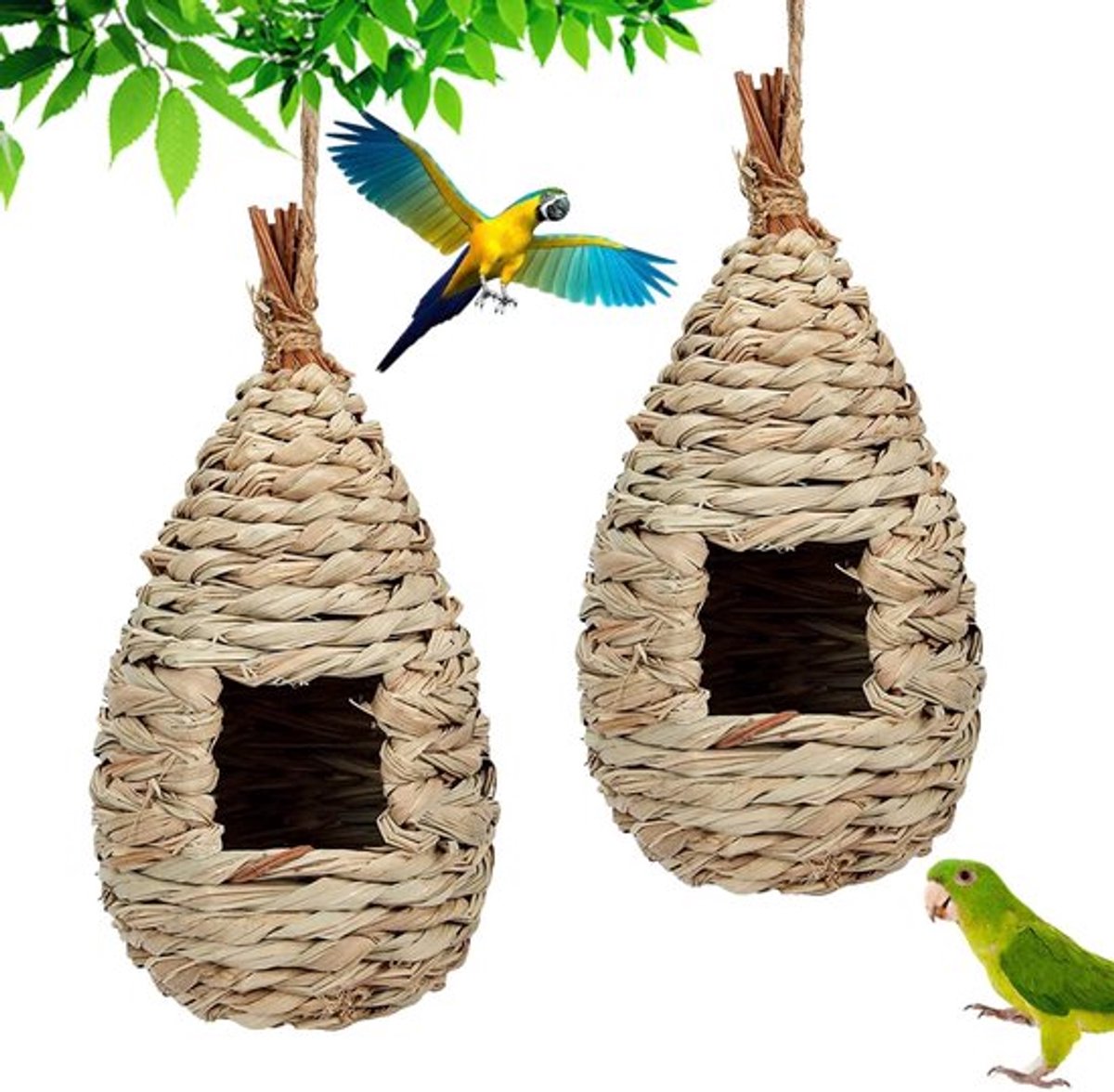 Allecto - Vogelhuisjes - 2 stuks vogelhuis om op te hangen - Natuurlijk