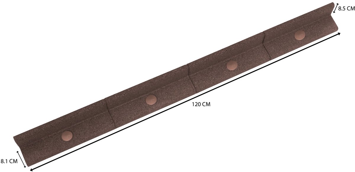 Flexibele tuinrand gazonrand - 6 x 1,2 m - bruin - 7,2 m borderrand & hamer