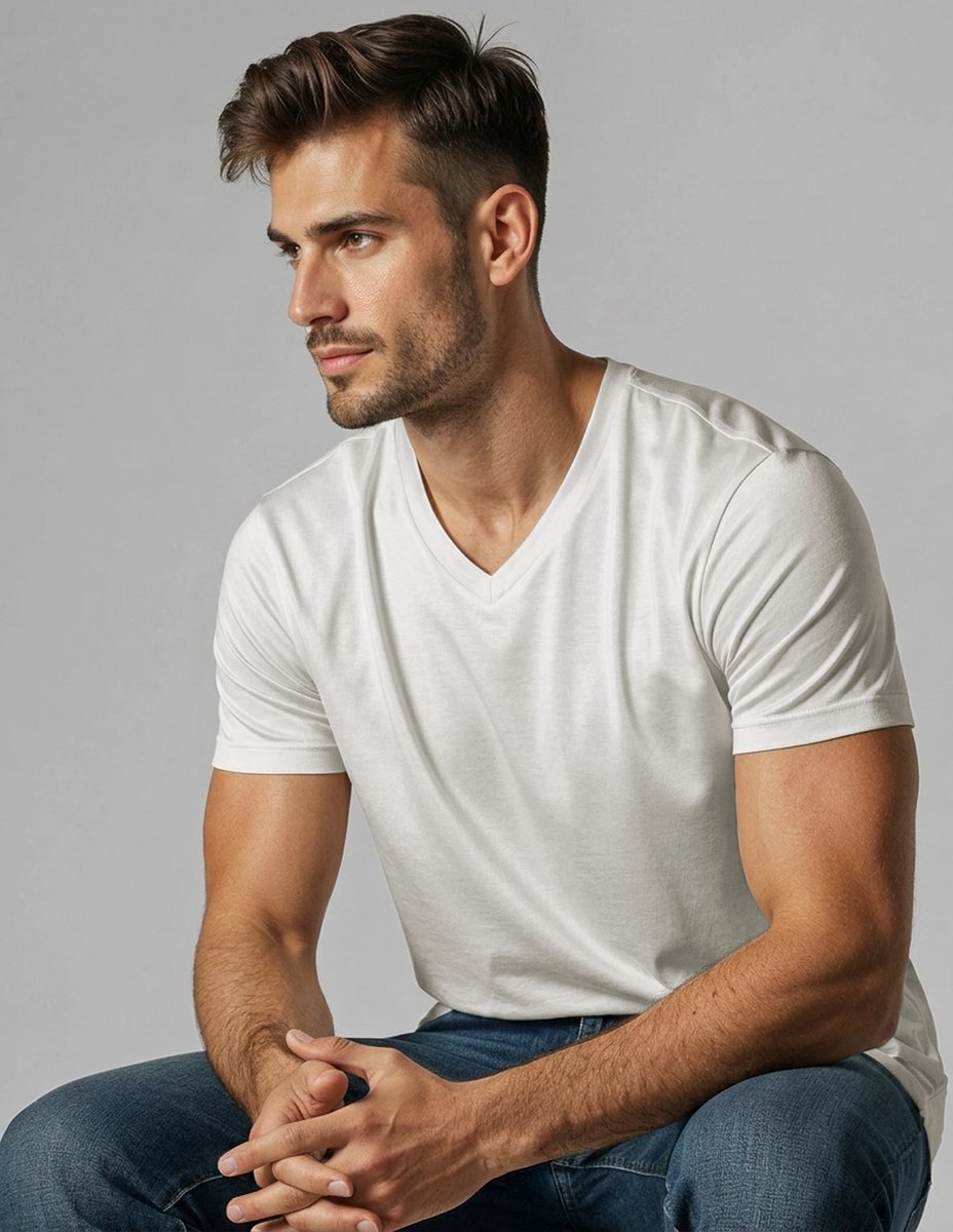 Zijden Heren T-Shirt V-Hals - inSilk Silkbasics - 100% Zijde - Wit - Maat L