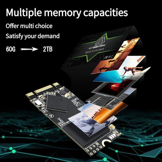Interne SSD - Opslag M.2 - Snelle Data Overdracht - SATA III Interface - 256 GB - Zwart — afbeelding 3