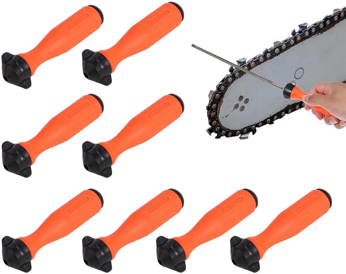 Kettingzaagvijlen Set - Ronde Vijlen - Onderhoud Gereedschap - Ergonomische Greep - 8 Stuks 4-5mm - Nylon