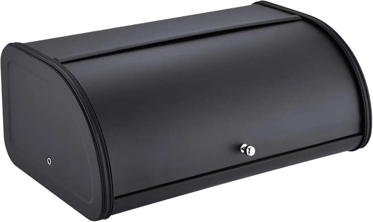 Broodtrommel Metaal - Keukenopslag Container - Brood Vers Houden - Oprolbaar Deksel - 10 Liter Capaciteit - Mat Zwart