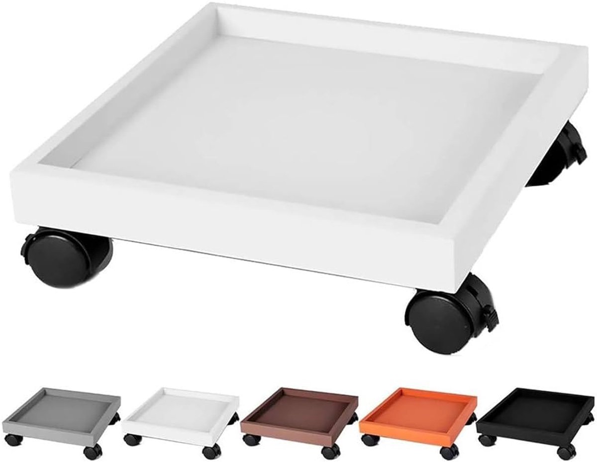 Plantenroller Vierkant - Bloempot Onderzetter - Planten Verplaatsen - 360 Graden Wielen - 22 cm - Wit