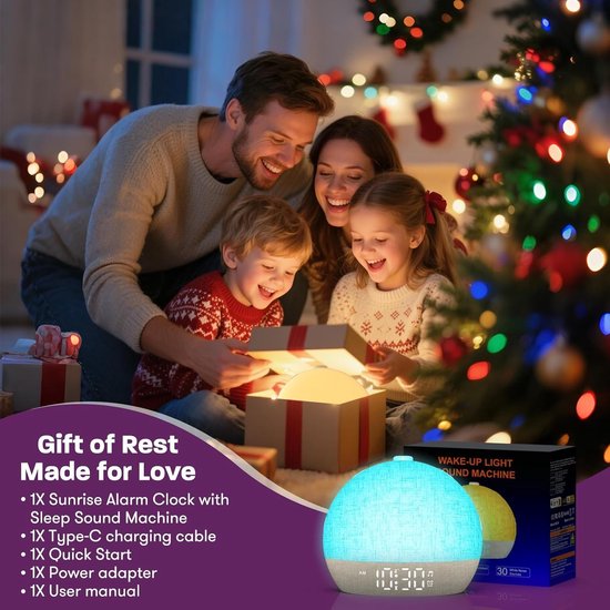 Wekker met Licht - Sunrise wekker Wake-up light - Zacht wakker worden - Simuleert zonsopgang - Standaard - Geel — afbeelding 5