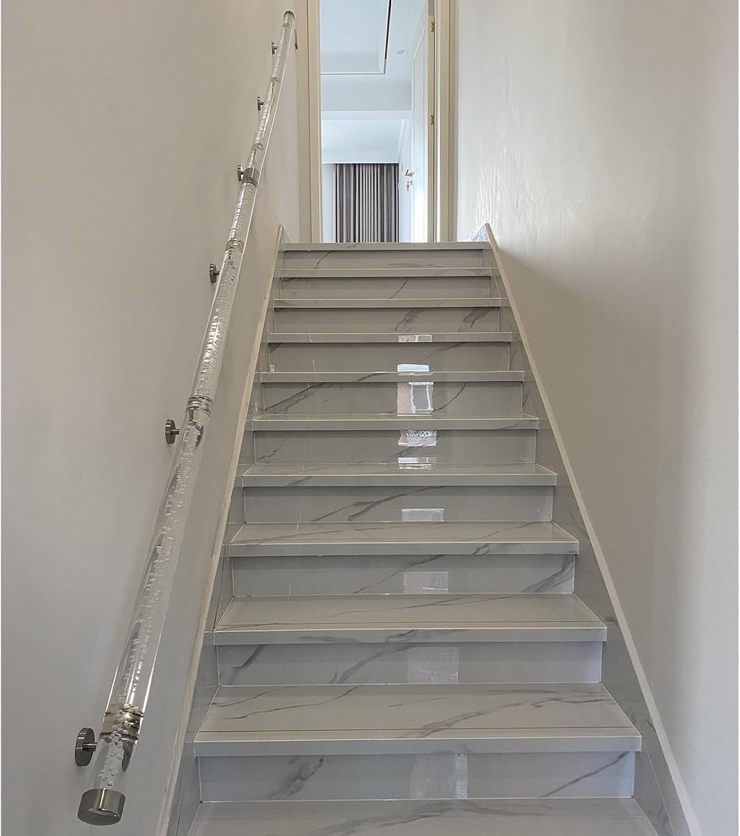 Acryl trap leuning - Transparante balustrade - Veiligheid verhogen - Zware antislip - 200 cm - Zilver
