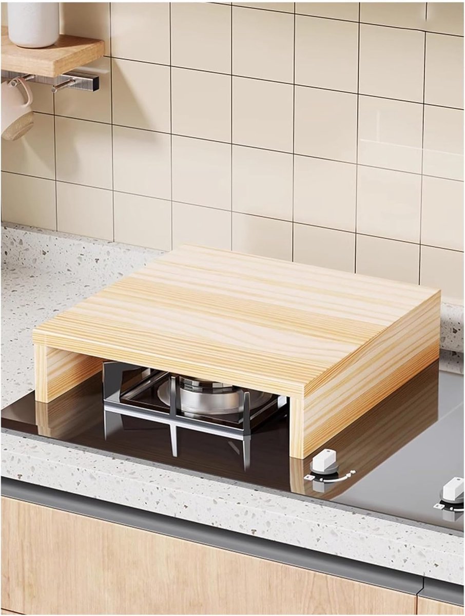 Kookplaat Afdekplaat Keuken Organizer Extra Werkruimte Robuuste Houten Constructie 60x30 cm Houtkleur