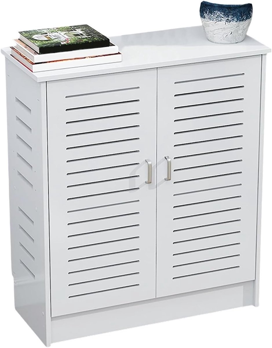 Radiatorombouw met Opbergruimte - Verwarmingkast Deuren - Woonkamer Organiseren - Houtconstructie MDF - 70x30x80cm - Wit