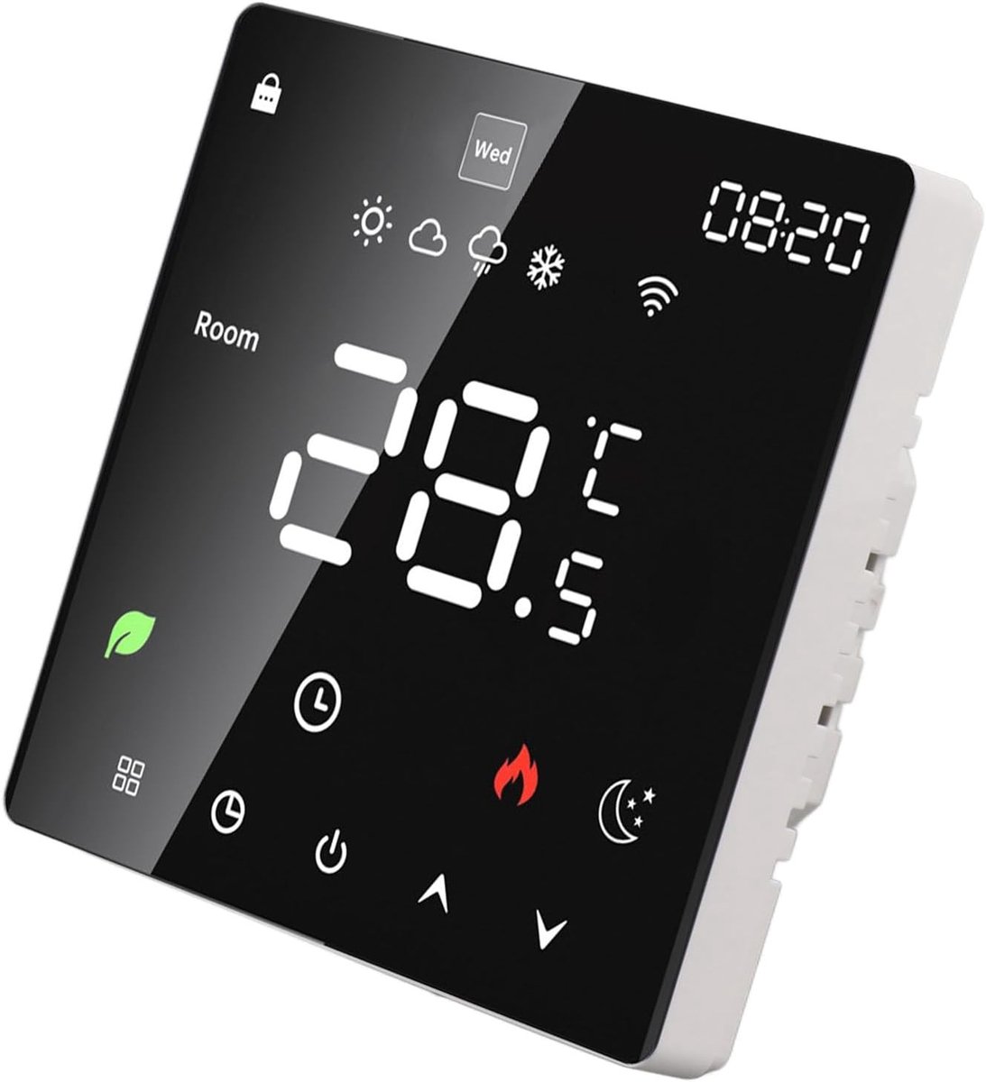 Slimme Thermostaat - Programmeerbaar Bedieningspaneel - Vloerverwarming Regelen - Kleuren Touchscreen - 7-Dagen Schema - Wit