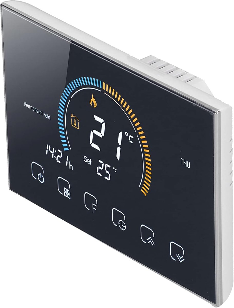Slimme Thermostaat - Temperatuurregelaar - Comfort Thuis - Touch LCD Scherm - 13x9x4 cm - Zwart