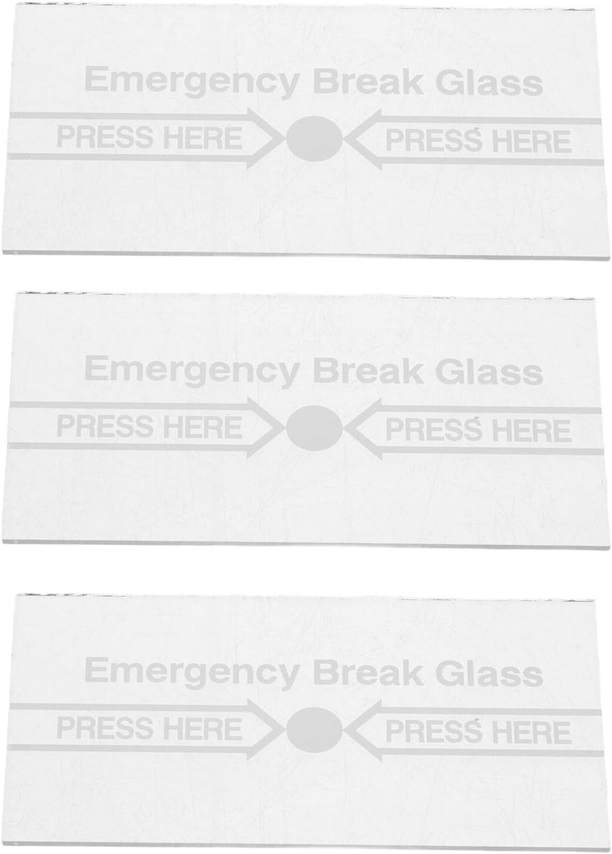 Noodglas Vervanging - Alarm Glas - Brandveiligheid Nood - Versterkt Materiaal - 3 Stuks - Transparant