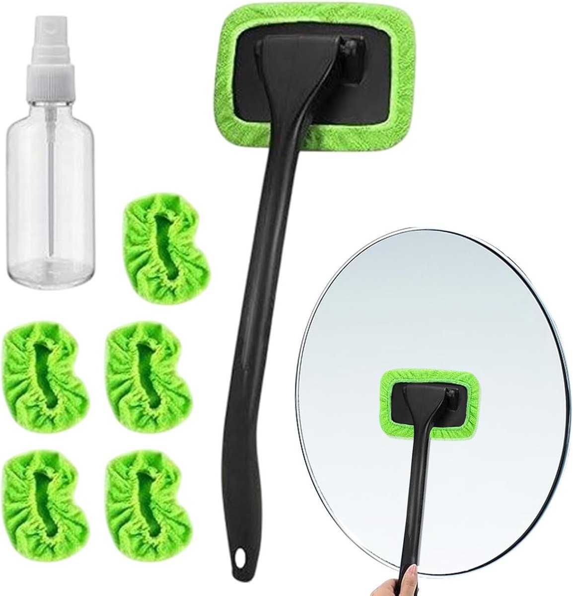 Voorruit Reiniger - Raam Wisser - Auto Ramen Wassen - 180° Draaibare Kop - Uitschuifbaar - Groen
