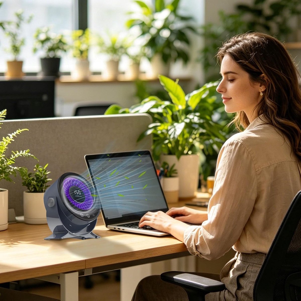 Airco - Mobiele airco - ventilator - fan - aircooler - airco zonder afvoerslang - airconditioning - 150 snelheden - voor slaapkamer, eetkamer, studentenkamer, computerbureau, studenten - zwart – foto 4